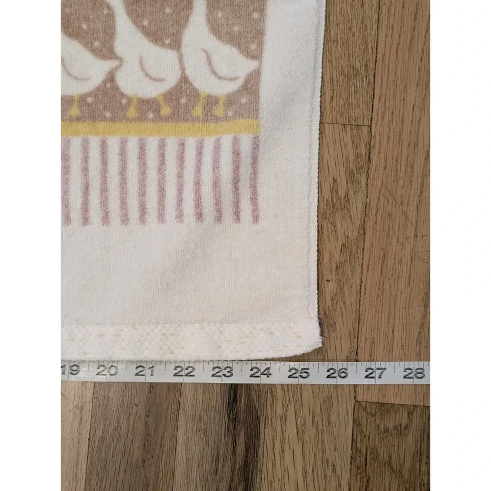 VTG Fieldcrest White Geese Brown Pink Yellow 3 Piece Bath Towel Set